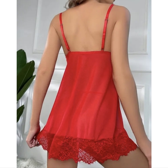 Women Sexy Lingerie Lace Strap Chemise Babydoll Mini Dress Nightdress Underwear - Picture 2 of 8